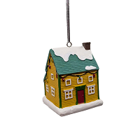 Yellow Saltbox House Christmas Ornament
