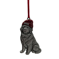 Deadly Newfoundland Dog Pewter Christmas Ornament